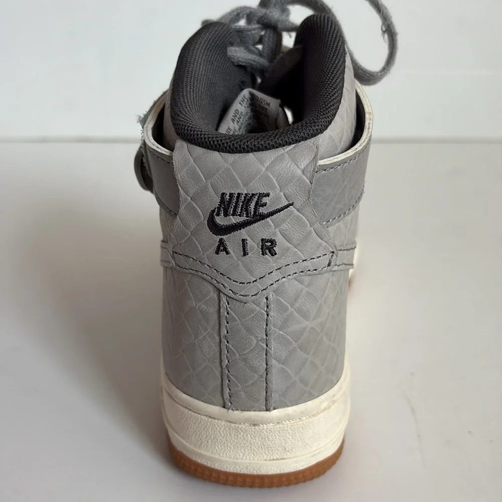 Nike AF1 Hi Premium croc embossed gray high top sneaker lace up velcro ankle
